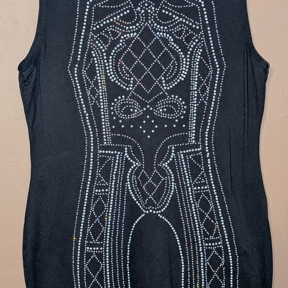 Say What? Black Embellished Sleeveless Midi Dress